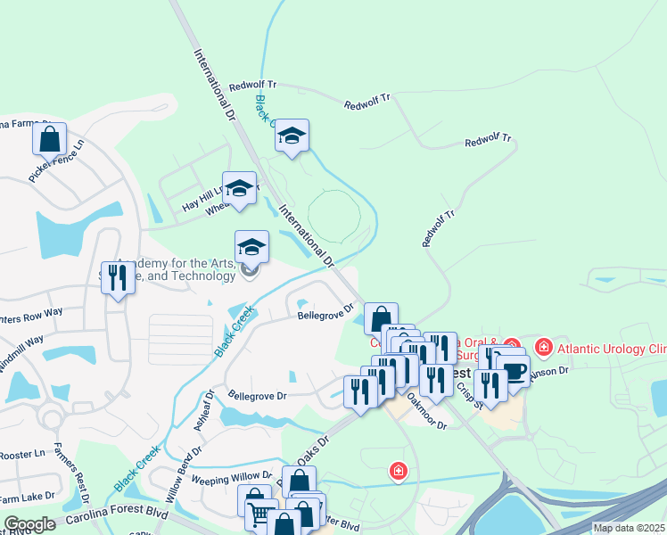 map of restaurants, bars, coffee shops, grocery stores, and more near 903 International Drive in Myrtle Beach