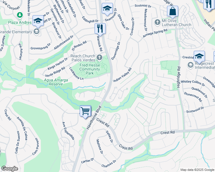 map of restaurants, bars, coffee shops, grocery stores, and more near 29600 Island View Drive in Rancho Palos Verdes