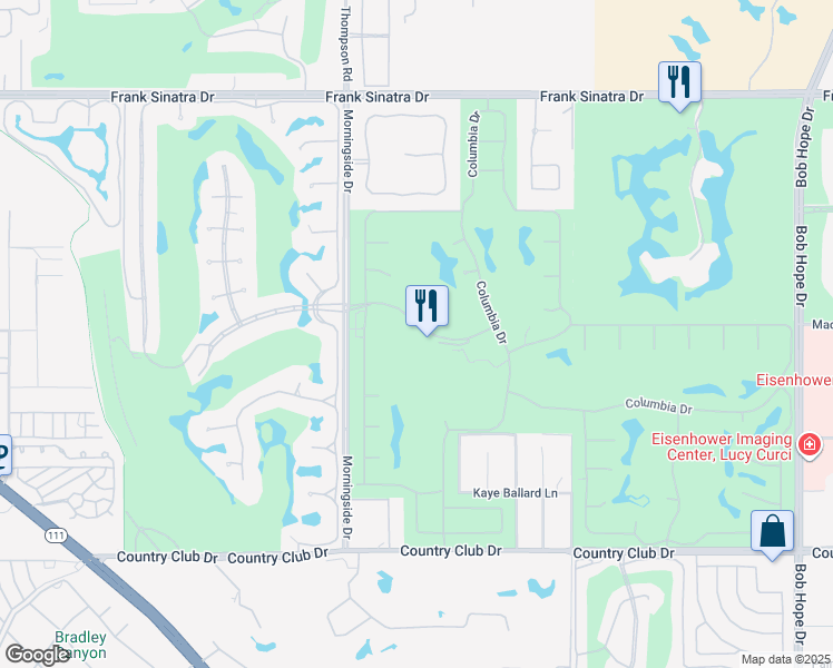 map of restaurants, bars, coffee shops, grocery stores, and more near 15 Duke Drive in Rancho Mirage