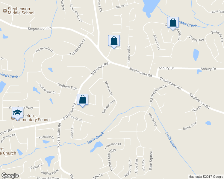 map of restaurants, bars, coffee shops, grocery stores, and more near 7056 Brecken Place in Lithonia