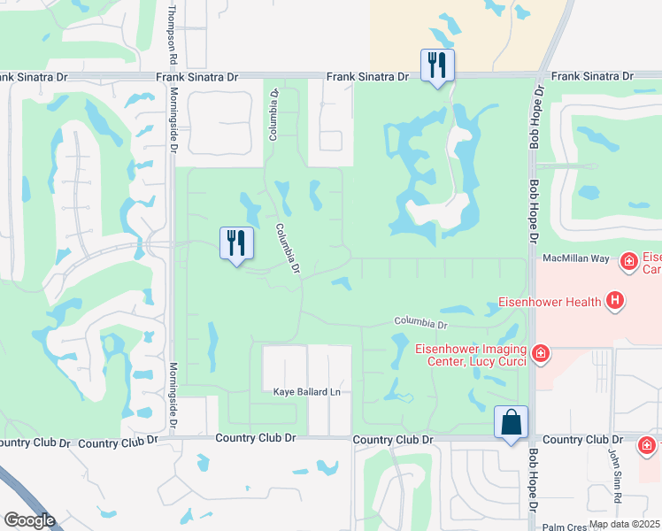 map of restaurants, bars, coffee shops, grocery stores, and more near 29 Stanford Drive in Rancho Mirage