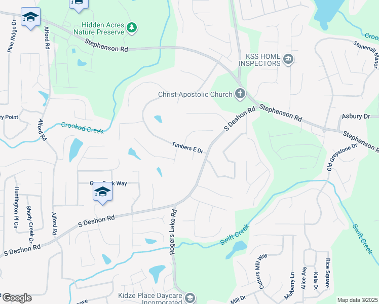 map of restaurants, bars, coffee shops, grocery stores, and more near 6909 Timbers East Drive in Lithonia