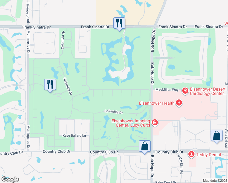 map of restaurants, bars, coffee shops, grocery stores, and more near 1 Seton Court in Rancho Mirage