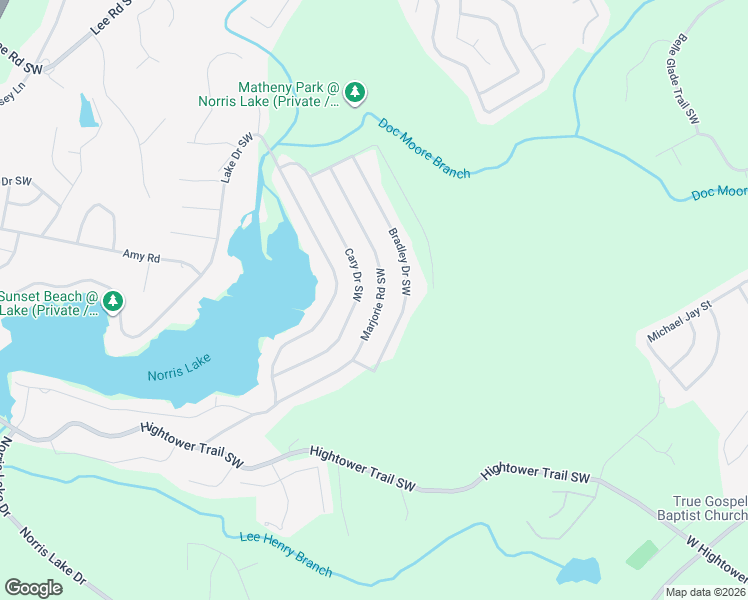map of restaurants, bars, coffee shops, grocery stores, and more near 4349 Marjorie Road Southwest in Snellville