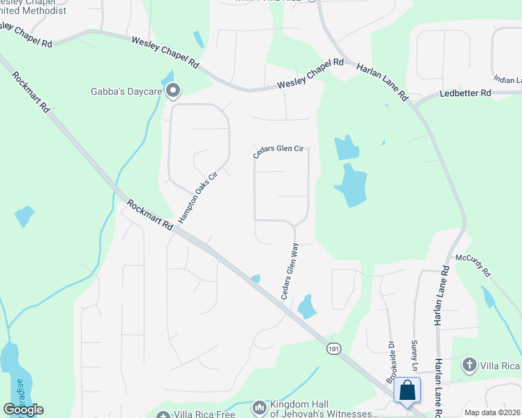 map of restaurants, bars, coffee shops, grocery stores, and more near 244 Cedars Glen Circle in Villa Rica