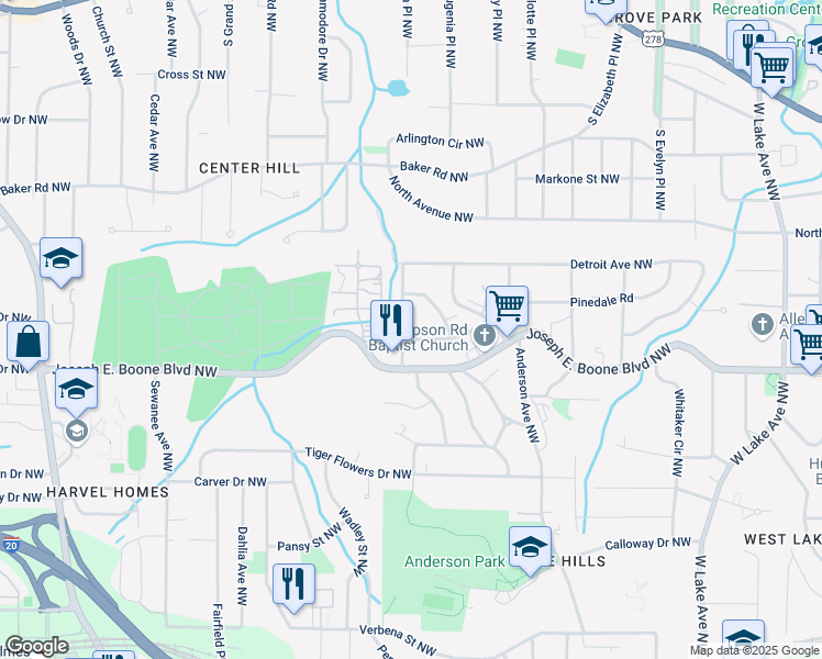 map of restaurants, bars, coffee shops, grocery stores, and more near 2069 Chicago Avenue Northwest in Atlanta