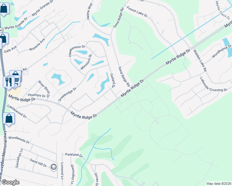 map of restaurants, bars, coffee shops, grocery stores, and more near 114 Rhine Court in Conway