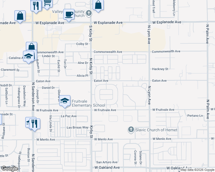 map of restaurants, bars, coffee shops, grocery stores, and more near 2232 El Rancho Circle in Hemet