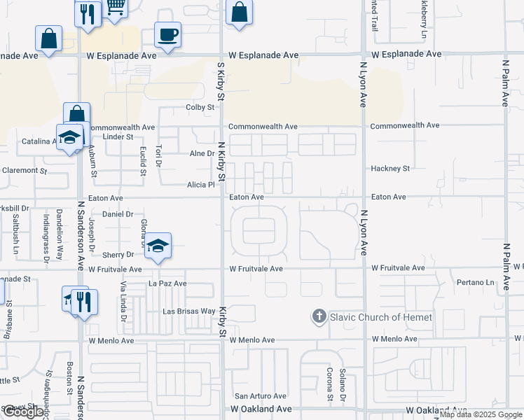 map of restaurants, bars, coffee shops, grocery stores, and more near 2232 El Rancho Circle in Hemet