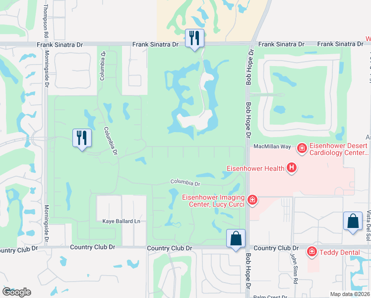map of restaurants, bars, coffee shops, grocery stores, and more near 1 Seton Court in Rancho Mirage