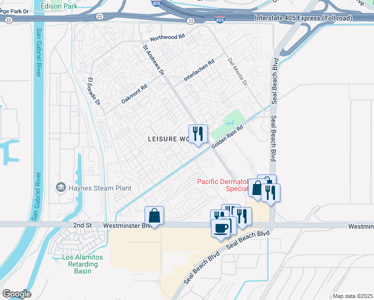 map of restaurants, bars, coffee shops, grocery stores, and more near in Seal Beach