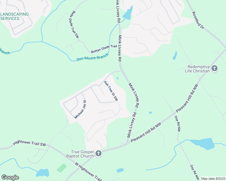 map of restaurants, bars, coffee shops, grocery stores, and more near 4038 Ash Tree Street Southwest in Snellville