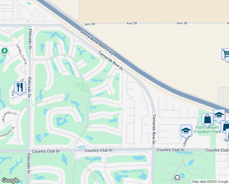 map of restaurants, bars, coffee shops, grocery stores, and more near 76666 Pansy Cir in Palm Desert
