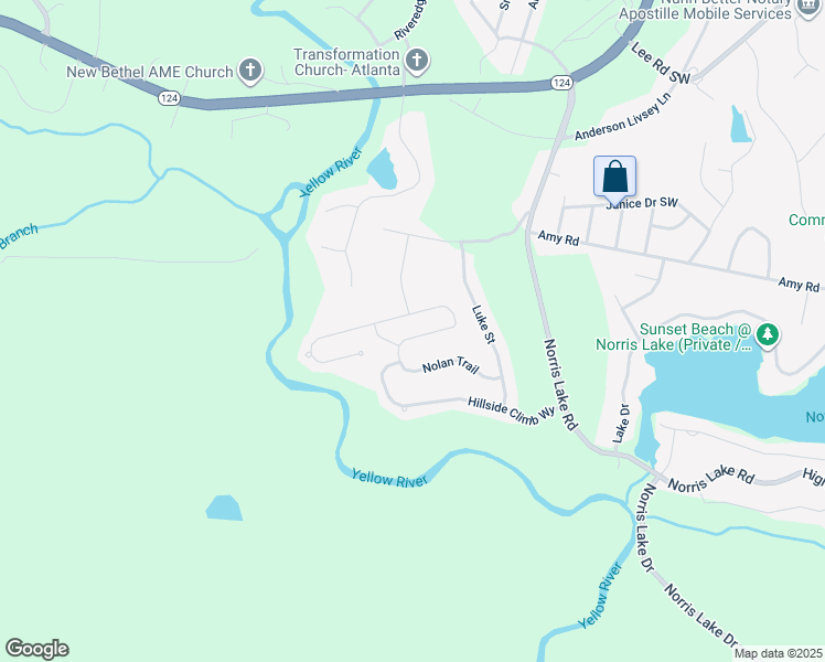 map of restaurants, bars, coffee shops, grocery stores, and more near 8005 Nolan Trail in Snellville