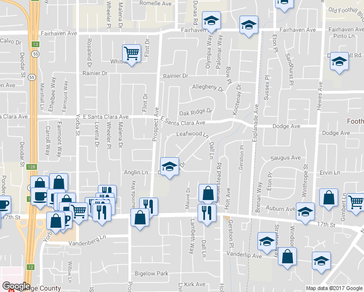 map of restaurants, bars, coffee shops, grocery stores, and more near 18021 Bryce Place in Santa Ana