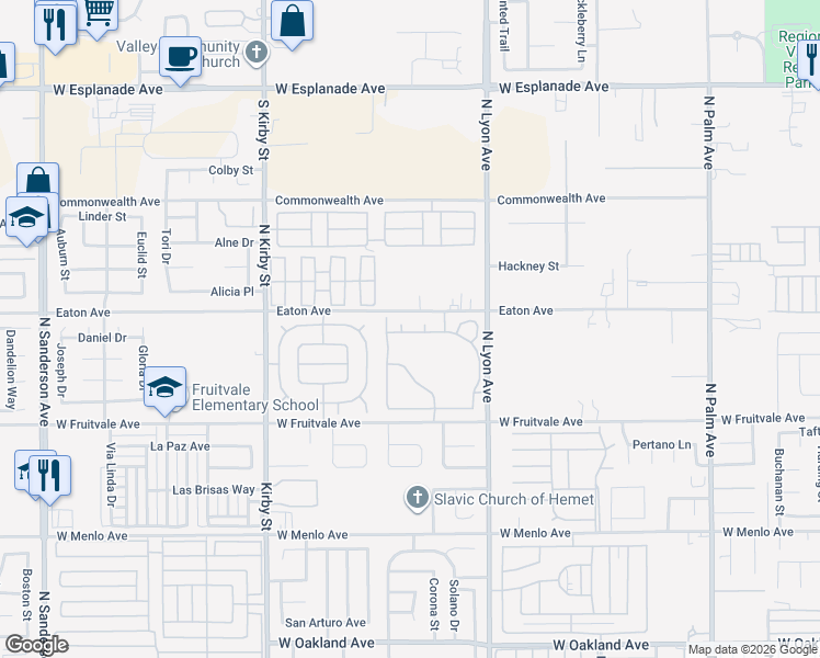 map of restaurants, bars, coffee shops, grocery stores, and more near 1072 Moon Shadow Court in Hemet
