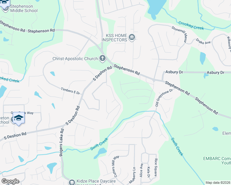 map of restaurants, bars, coffee shops, grocery stores, and more near 7050 Brecken Place in Lithonia