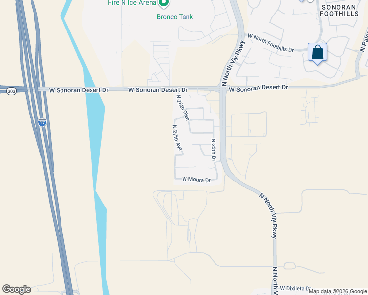 map of restaurants, bars, coffee shops, grocery stores, and more near 30909 North 27th Avenue in Phoenix