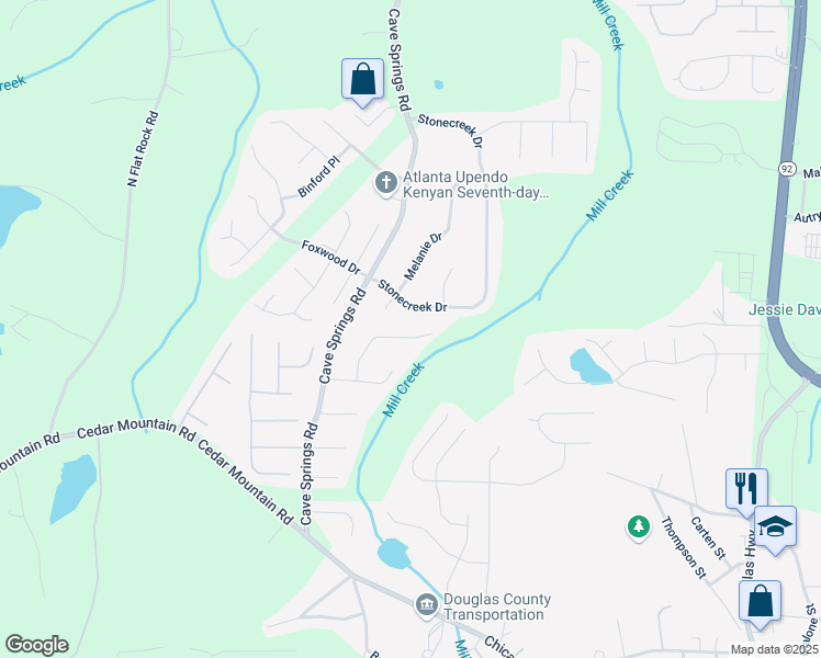 map of restaurants, bars, coffee shops, grocery stores, and more near 7847 Dogwood Way in Douglasville