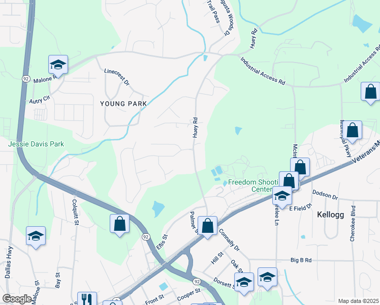 map of restaurants, bars, coffee shops, grocery stores, and more near 7811 Cambridge Drive in Douglasville