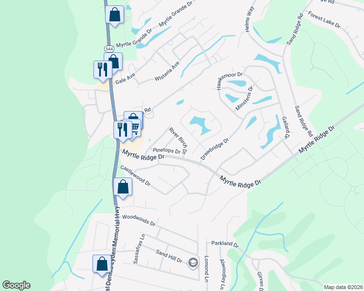 map of restaurants, bars, coffee shops, grocery stores, and more near 829 River Birch Drive in Conway