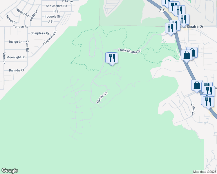 map of restaurants, bars, coffee shops, grocery stores, and more near 30 Grande View Court in Rancho Mirage