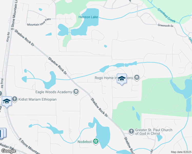 map of restaurants, bars, coffee shops, grocery stores, and more near 997 Shadow Lake Drive in Lithonia