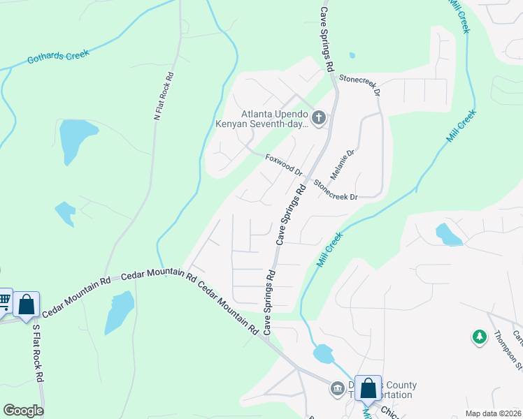 map of restaurants, bars, coffee shops, grocery stores, and more near 1049 Charlbury Place in Douglasville