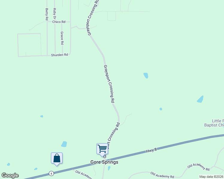 map of restaurants, bars, coffee shops, grocery stores, and more near 627 Graysport Crossing Road in Gore Springs