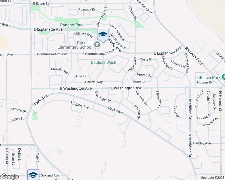 map of restaurants, bars, coffee shops, grocery stores, and more near 1318 East Washington Avenue in San Jacinto