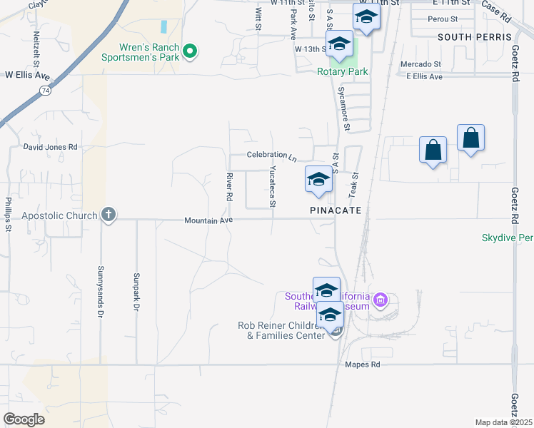 map of restaurants, bars, coffee shops, grocery stores, and more near 1893 Loma Bonita Street in Perris