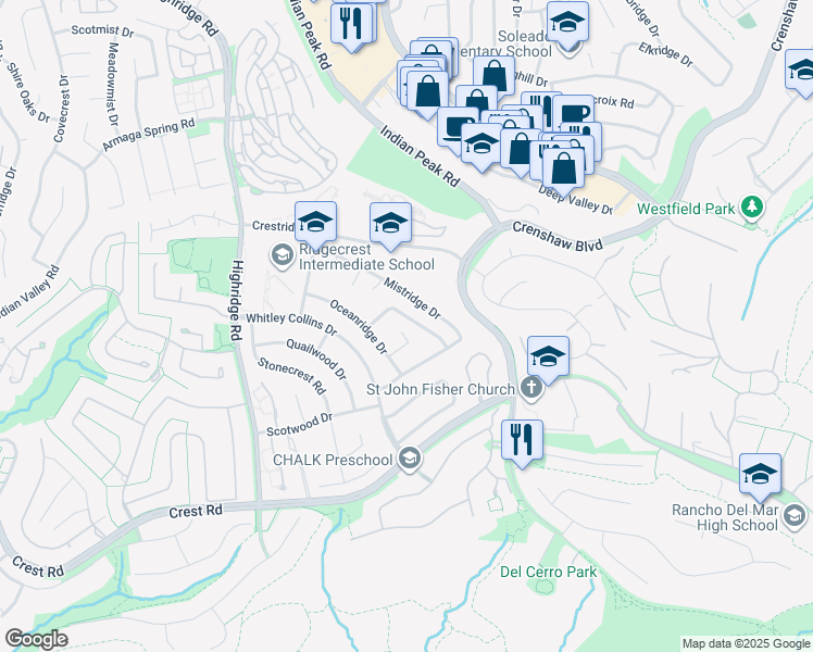 map of restaurants, bars, coffee shops, grocery stores, and more near 29206 Beachside Drive in Rancho Palos Verdes
