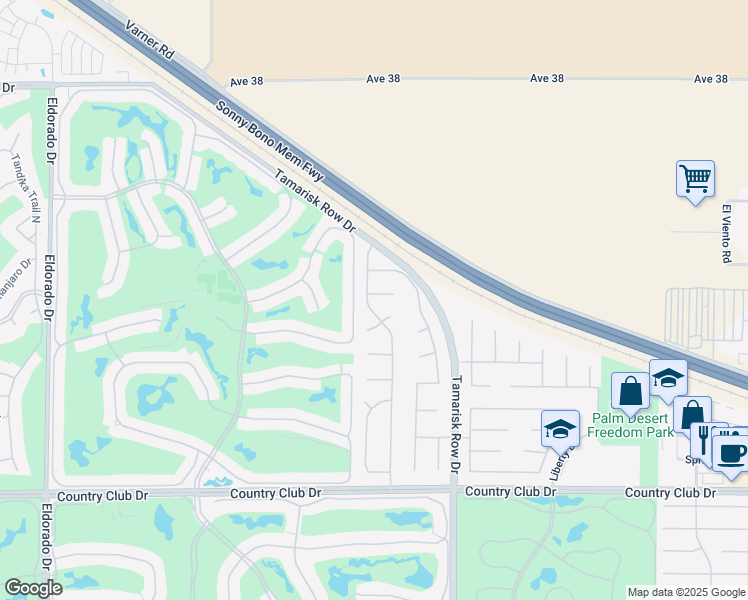 map of restaurants, bars, coffee shops, grocery stores, and more near 76803 Castle Court in Palm Desert