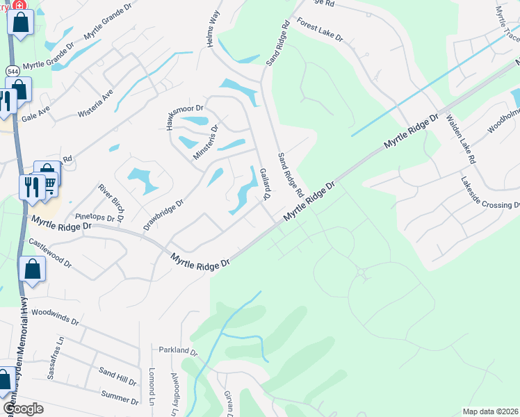 map of restaurants, bars, coffee shops, grocery stores, and more near 114 Rhine Court in Conway