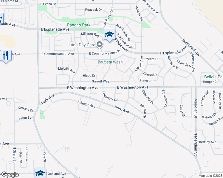 map of restaurants, bars, coffee shops, grocery stores, and more near 2111 Wente Court in San Jacinto