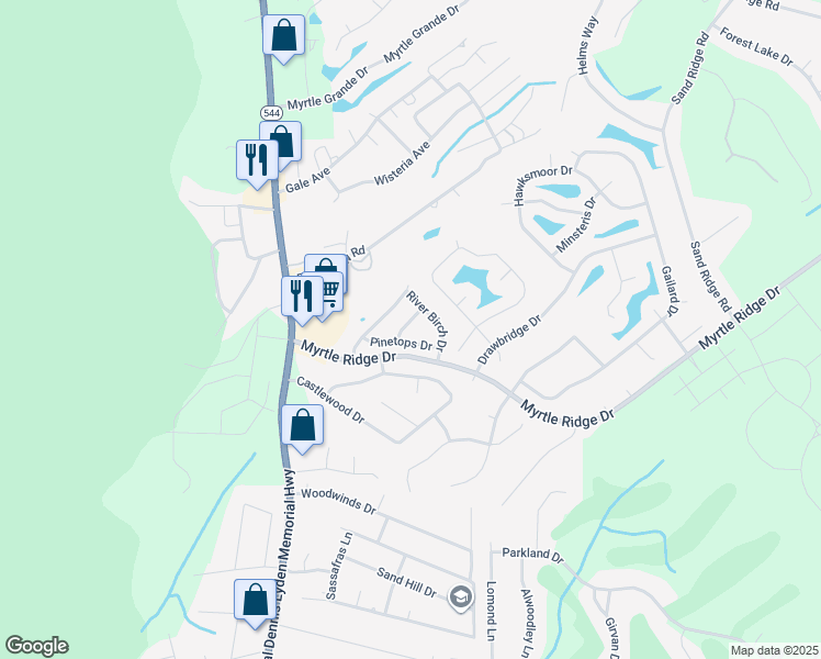 map of restaurants, bars, coffee shops, grocery stores, and more near 874 Pinetops Drive in Conway