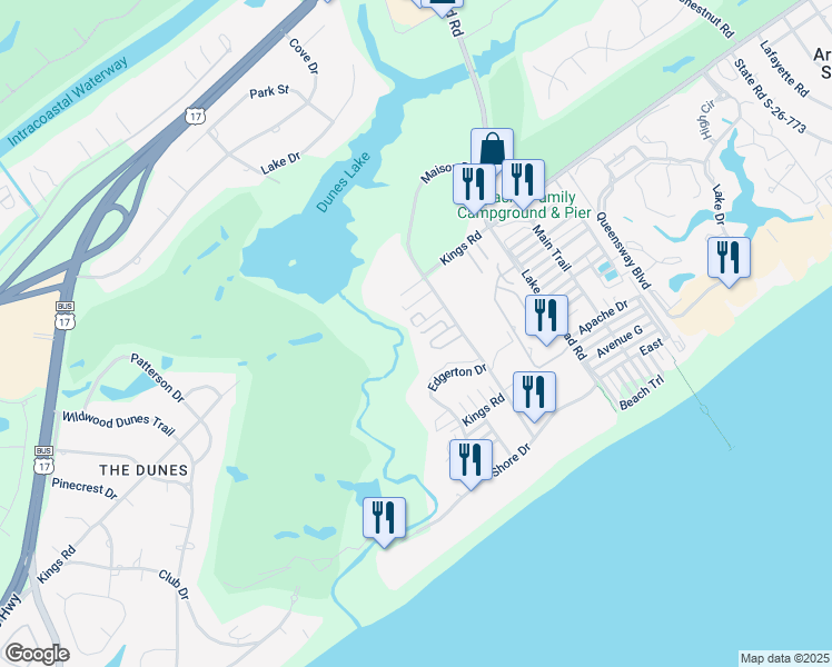 map of restaurants, bars, coffee shops, grocery stores, and more near 9671 Stillwater Court in Myrtle Beach
