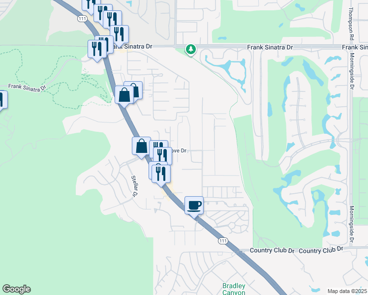 map of restaurants, bars, coffee shops, grocery stores, and more near 70142 Mirage Cove Drive in Rancho Mirage