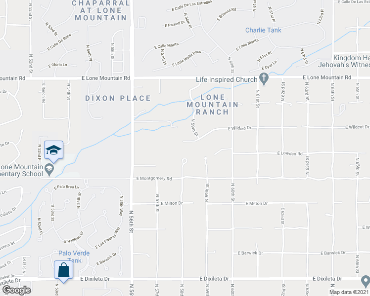 map of restaurants, bars, coffee shops, grocery stores, and more near 5801 East Wildcat Drive in Cave Creek