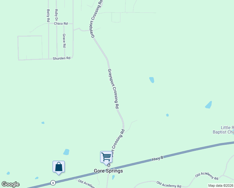 map of restaurants, bars, coffee shops, grocery stores, and more near 556 Graysport Crossing Road in Gore Springs