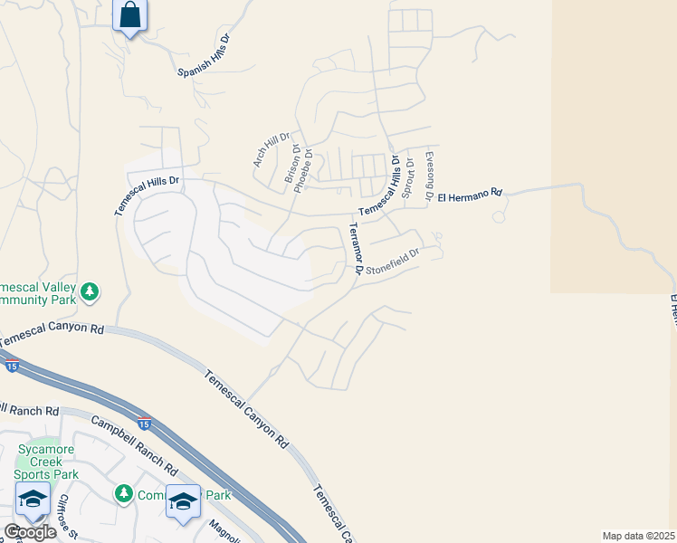 map of restaurants, bars, coffee shops, grocery stores, and more near 24674 Crestley Drive in Corona