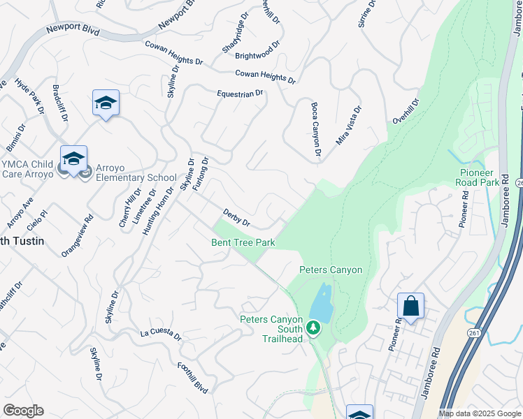 map of restaurants, bars, coffee shops, grocery stores, and more near 10821 Bronco Circle in Santa Ana