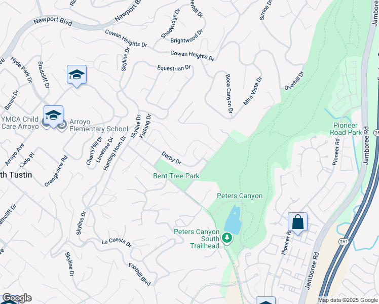 map of restaurants, bars, coffee shops, grocery stores, and more near 10821 Bronco Circle in Santa Ana