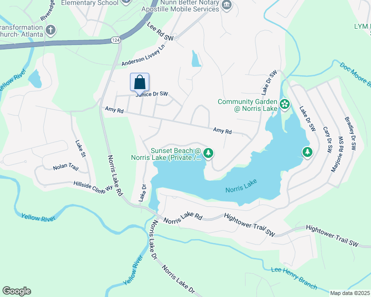 map of restaurants, bars, coffee shops, grocery stores, and more near 906 Lake Drive in Snellville