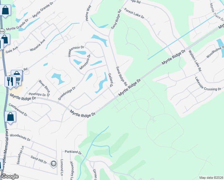 map of restaurants, bars, coffee shops, grocery stores, and more near 114 Rhine Court in Conway