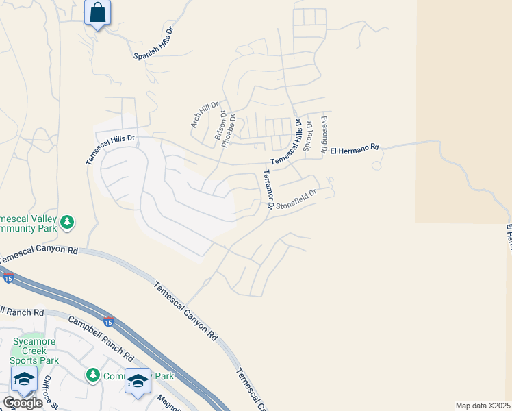 map of restaurants, bars, coffee shops, grocery stores, and more near 24674 Crestley Drive in Corona