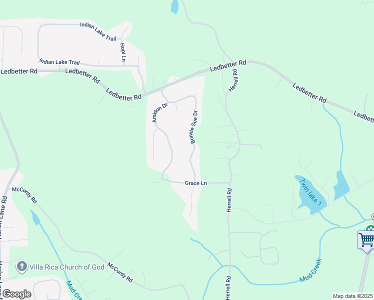 map of restaurants, bars, coffee shops, grocery stores, and more near 297 Bonnie Sue Drive in Villa Rica