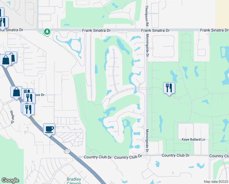 map of restaurants, bars, coffee shops, grocery stores, and more near 1 Creekside Drive in Rancho Mirage