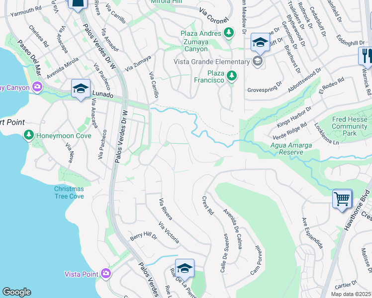 map of restaurants, bars, coffee shops, grocery stores, and more near 2836 Victoria Place in Palos Verdes Estates