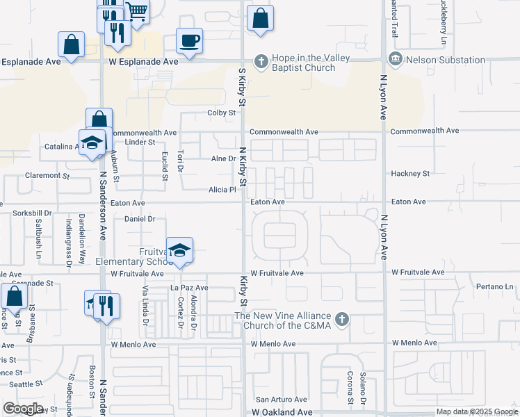 map of restaurants, bars, coffee shops, grocery stores, and more near 2313 El Rancho Circle in Hemet